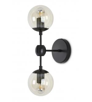 Lampa ścienna PLANETARIO 2 czarna - klosze bursztynowe