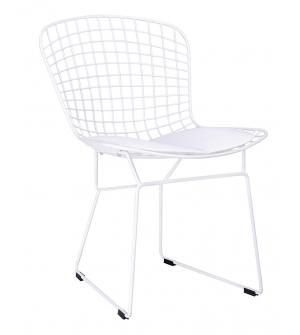 Krzesło NET SOFT białe - biała poduszka, metal