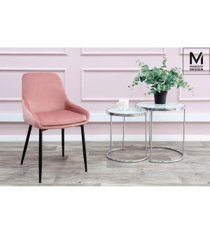 MODESTO krzesło CLOVER pudrowy róż - welur, metal