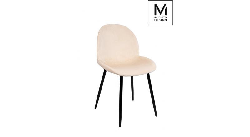 MODESTO krzesło SCOOP beżowe - welur, metal