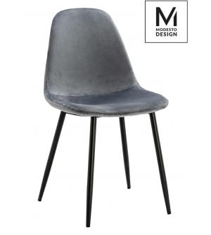 MODESTO krzesło LUCY szare - welur, metal