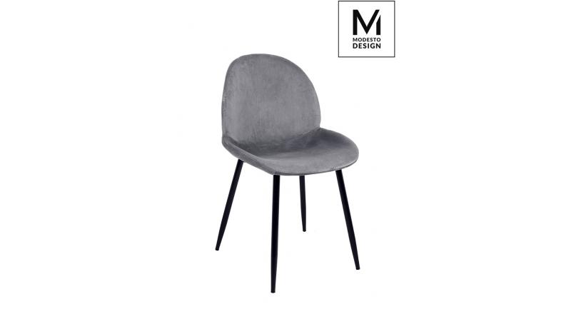 MODESTO krzesło SCOOP szare - welur, metal