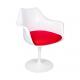 Fotel TULIP biały z czerwoną poduszką - ABS, podstawa metalowa