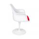 Fotel TULIP biały z czerwoną poduszką - ABS, podstawa metalowa