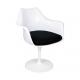Fotel TULIP biały z czarną poduszką - ABS, podstawa metalowa