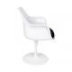 Fotel TULIP biały z czarną poduszką - ABS, podstawa metalowa