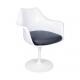 Fotel TULIP biały z szarą poduszką - ABS, podstawa metalowa