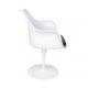 Fotel TULIP biały z szarą poduszką - ABS, podstawa metalowa