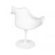 Fotel TULIP biały z szarą poduszką - ABS, podstawa metalowa
