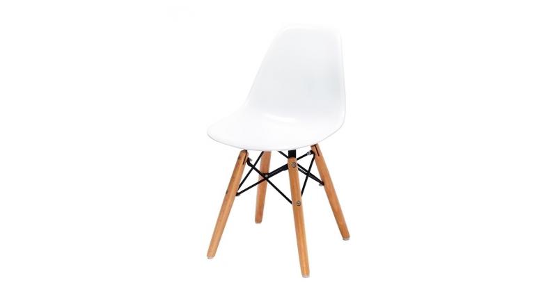 Krzesło dziecięce JUNIOR DSW PREMIUM białe - polipropylen, nogi bukowe
