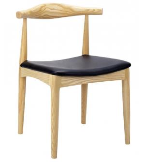 Krzesło ELBOW naturalne - drewno jesion, ekoskóra czarna