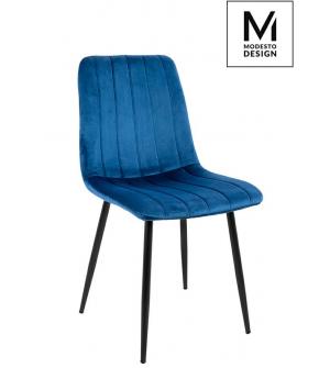MODESTO krzesło LARA ciemny niebieski - welur, metal