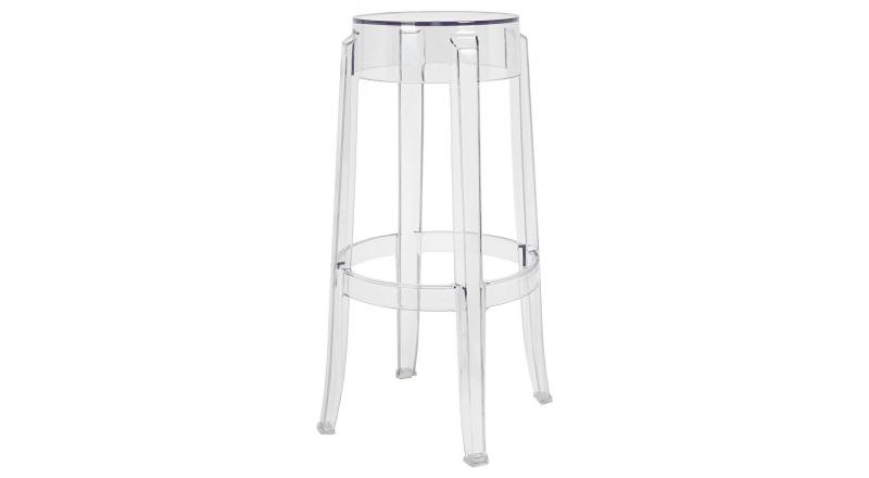 Krzesło barowe CHARLES 76 transparentne - poliwęglan