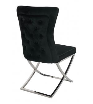 Krzesło IMPERIAL czarne - welur , stal polerowana