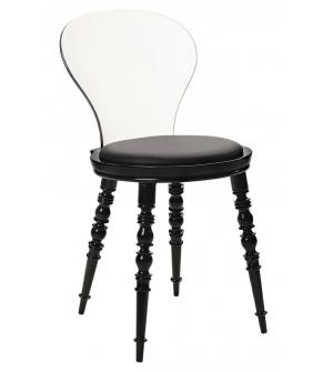 Krzesło SLIP czarne - poliwęglan, skóra ekologiczna