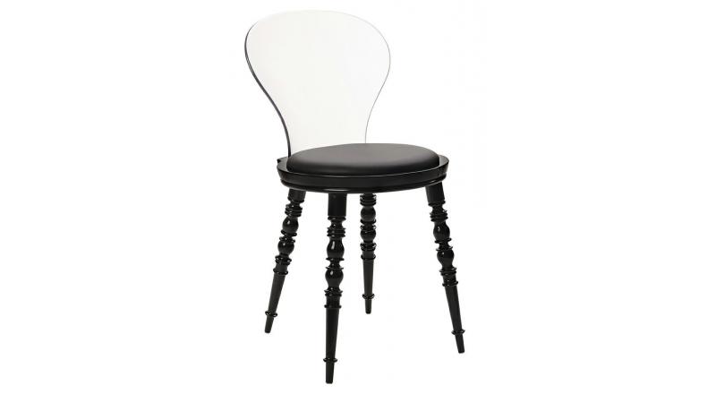 Krzesło SLIP czarne - poliwęglan, skóra ekologiczna