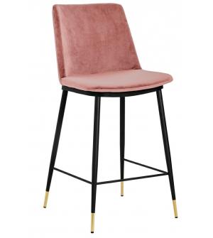 Krzesło barowe DIEGO 65 brudny róż - welur, podstawa czarno złota