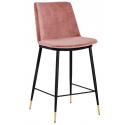 Krzesło barowe DIEGO 65 brudny róż - welur, podstawa czarno złota
