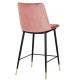 Krzesło barowe DIEGO 65 brudny róż - welur, podstawa czarno złota