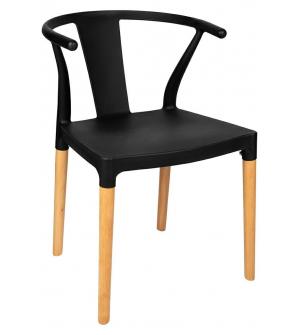Krzesło WISHBONE PP czarne - polipropylen, drewno