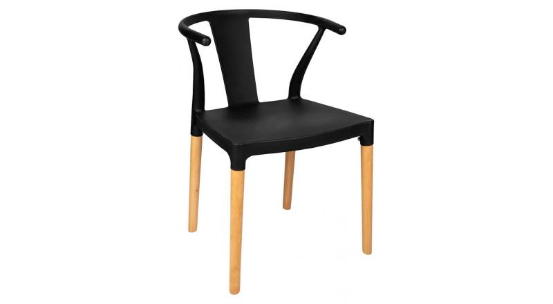 Krzesło WISHBONE PP czarne - polipropylen, drewno