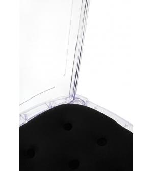 Krzesło CONTAR transparentne - czarna poduszka velvet, poliwęglan