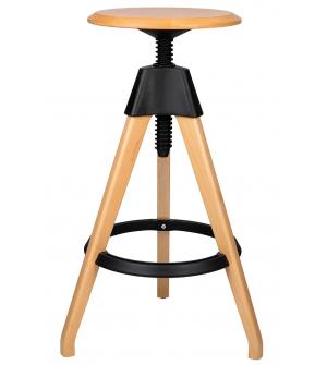 Krzesło barowe regulowane TOM czarne - polipropylen, drewno bukowe