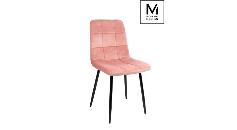 MODESTO krzesło CARLO pudrowy róż - welur, metal