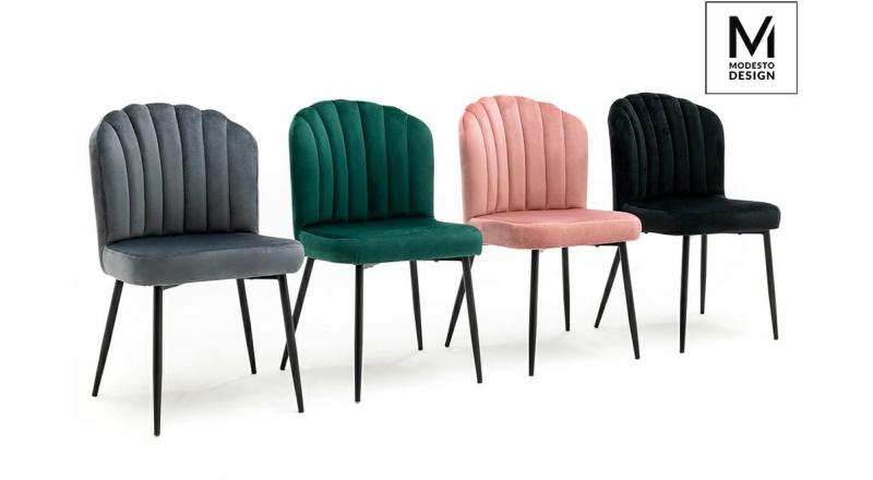 MODESTO krzesło RANGO szare - welur, metal