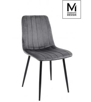MODESTO krzesło LARA szare - welur, metal