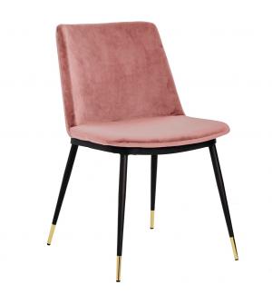 Krzesło DIEGO brudny róż - welur, podstawa czarno złota