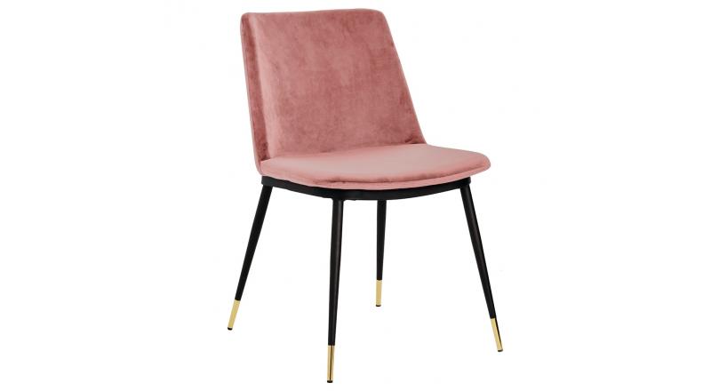 Krzesło DIEGO brudny róż - welur, podstawa czarno złota