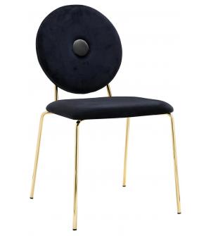 Krzesło BAROCCO czarne, szary guzik - welur, podstawa złota