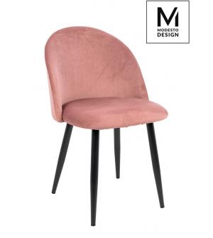 MODESTO krzesło NICOLE pudrowy róż - welur, metal