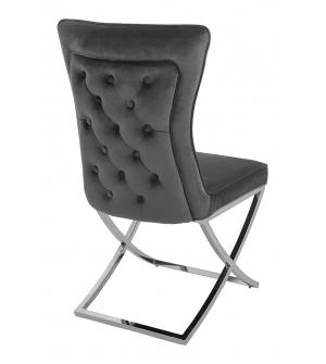 Krzesło IMPERIAL ciemny szary - welur , stal polerowana