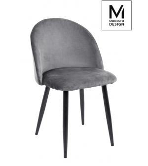 MODESTO krzesło NICOLE szare - welur, metal