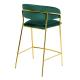 Krzesło barowe MARGO 65 ciemny zielony - welur, podstawa złota