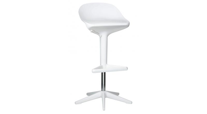 Krzesło barowe BENT biały - z regulacją wysokości, polipropylen