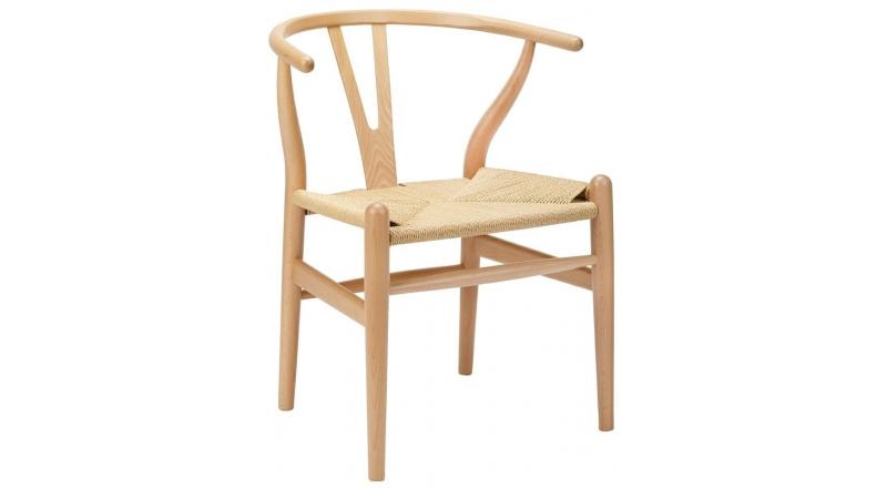 Krzesło WISHBONE natural - drewno bukowe, naturalne włókno
