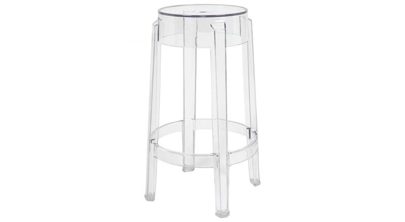Krzesło barowe CHARLES 65 transparentne - poliwęglan