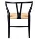 Krzesło WISHBONE czarne - drewno bukowe, naturalne włókno