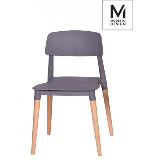 MODESTO krzesło ECCO szare - polipropylen, podstawa bukowa