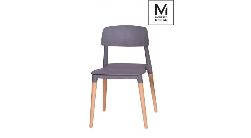 MODESTO krzesło ECCO szare - polipropylen, podstawa bukowa