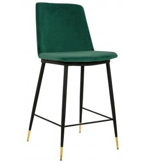 Krzesło barowe DIEGO 65 zielone - welur, podstawa czarno złota