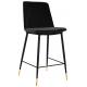Krzesło barowe DIEGO 65 czarne - welur, podstawa czarno złota