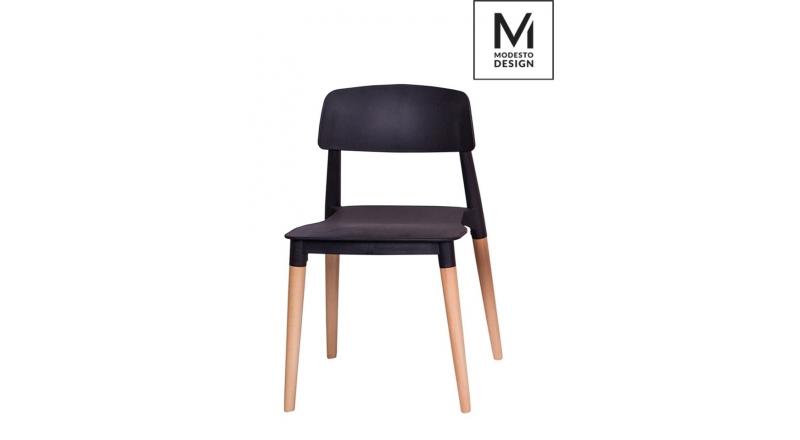 MODESTO krzesło ECCO czarne - polipropylen, podstawa bukowa