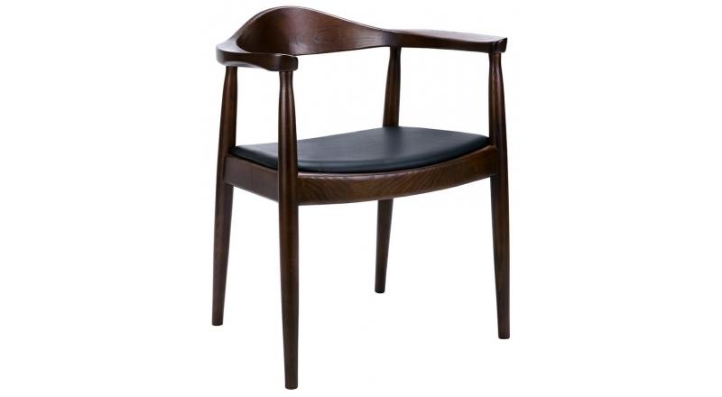 Krzesło KENNEDY ciemnobrązowe - drewno jesion, ekoskóra