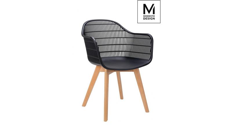 MODESTO krzesło BASKET ARM WOOD czarne - polipropylen, nogi jesionowe