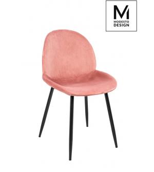 MODESTO krzesło SCOOP pudrowy róż - welur, metal