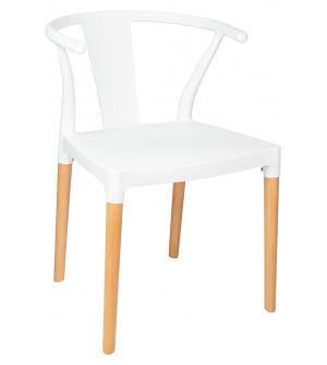 Krzesło WISHBONE PP białe - polipropylen, drewno
